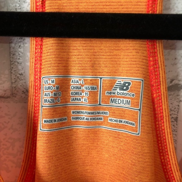 Orange Striped Contrast Stitching New Balance Athletic Tank Womens Medium - Picture 3 of 4